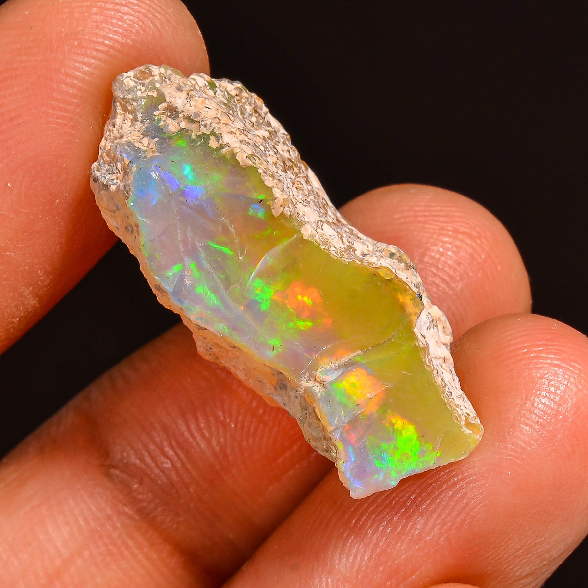 Mind Blowing Top Grade Quality 100% Natural Welo Fire Ethiopian Opal Fancy Rough Loose Gemstone For Making Jewelry 27X10X9MM 13.00 Cts KR595 Sunkarton