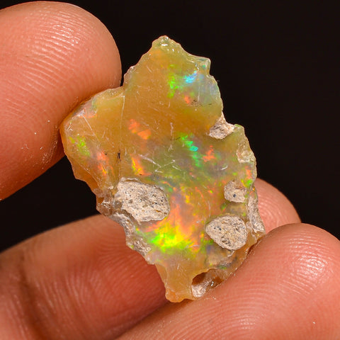 Splendid Top Grade Quality 100% Natural Welo Fire Ethiopian Opal Fancy Rough Loose Gemstone For Making Jewelry 21X14X4 MM 06.00 Cts. KR59-61 Sunkarton