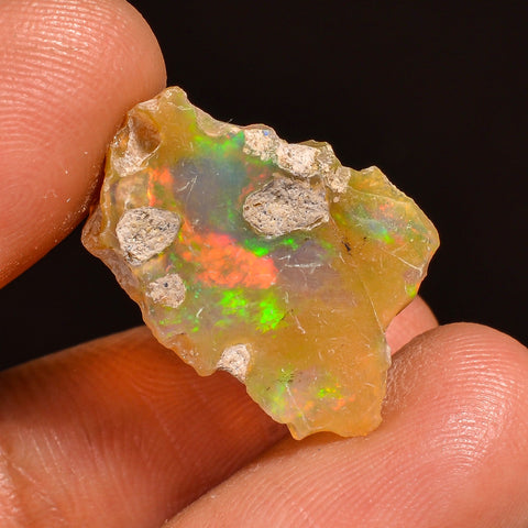 Splendid Top Grade Quality 100% Natural Welo Fire Ethiopian Opal Fancy Rough Loose Gemstone For Making Jewelry 21X14X4 MM 06.00 Cts. KR59-61 Sunkarton