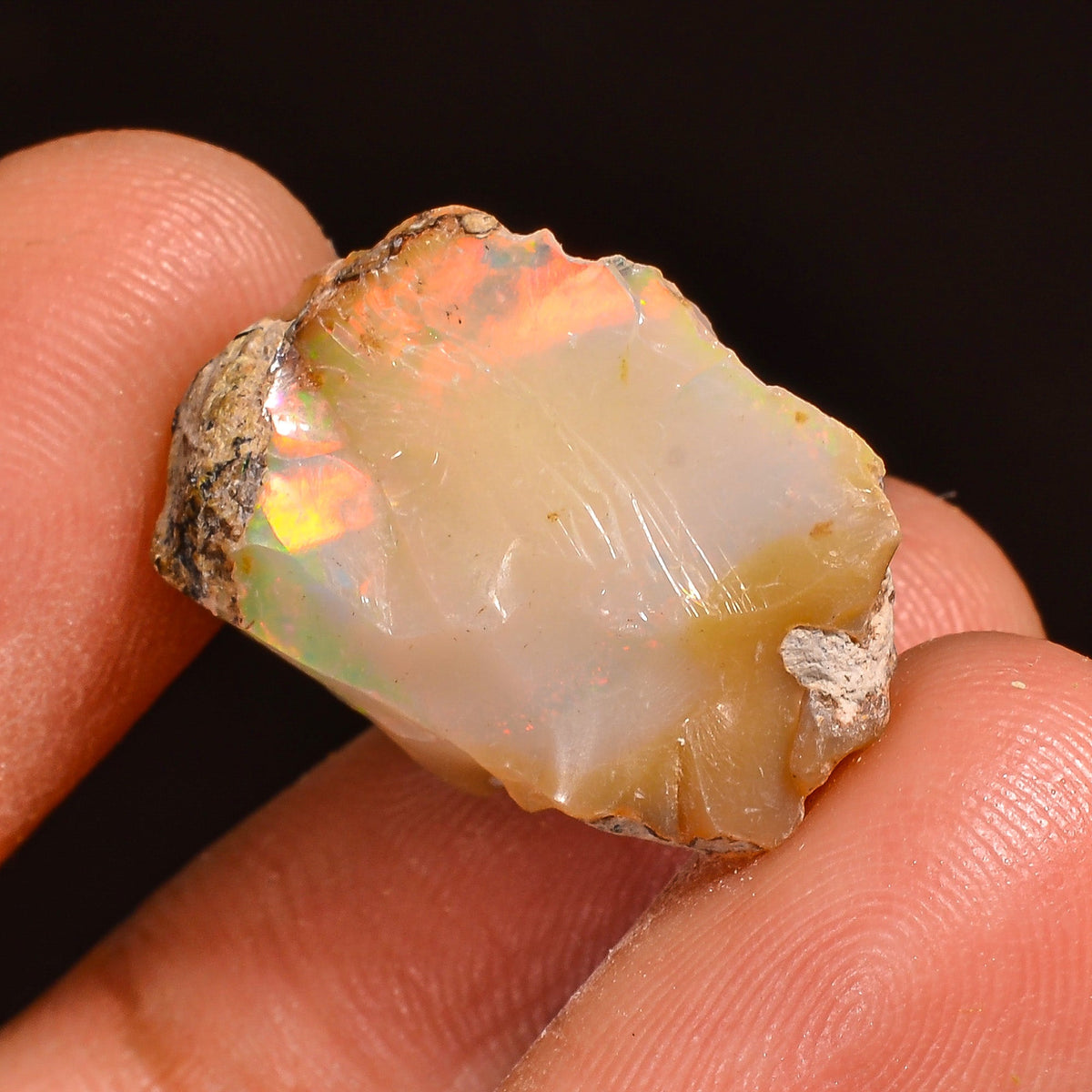 Superb Top Grade Quality 100% Natural Welo Fire Ethiopian Opal Fancy Rough Loose Gemstone For Making Jewelry 19X13X8 MM 08.50 Cts. KR59-62 Sunkarton