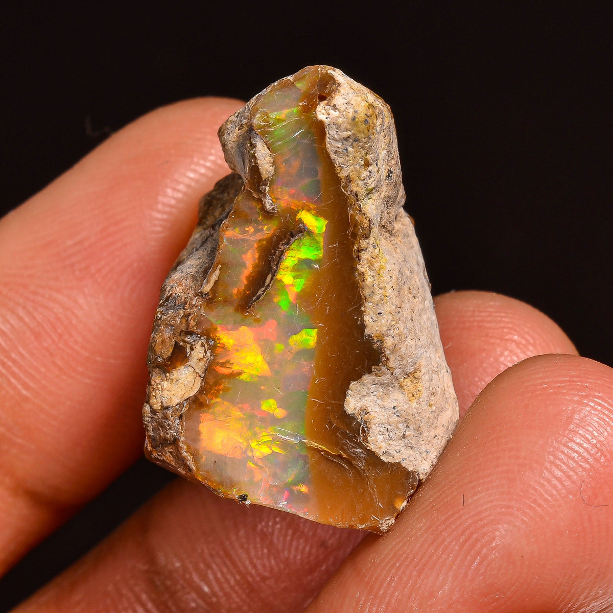 Wonderful Top Grade Quality 100% Natural Welo Fire Ethiopian Opal Fancy Rough Loose Gemstone For Making Jewelry 22X15X13MM 19.50 Cts KR59-68 Sunkarton