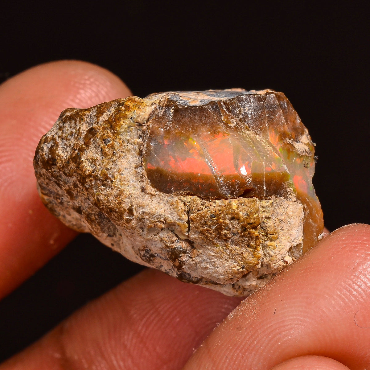 Wonderful Top Grade Quality 100% Natural Welo Fire Ethiopian Opal Fancy Rough Loose Gemstone For Making Jewelry 22X15X13MM 19.50 Cts KR59-68 Sunkarton