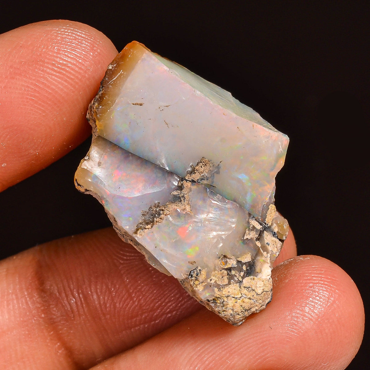 Incredible Top Grade Quality 100% Natural Welo Fire Ethiopian Opal Fancy Rough Loose Gemstone For Making Jewelry 27X19X9MM 18.00 Cts KR59-76 Sunkarton