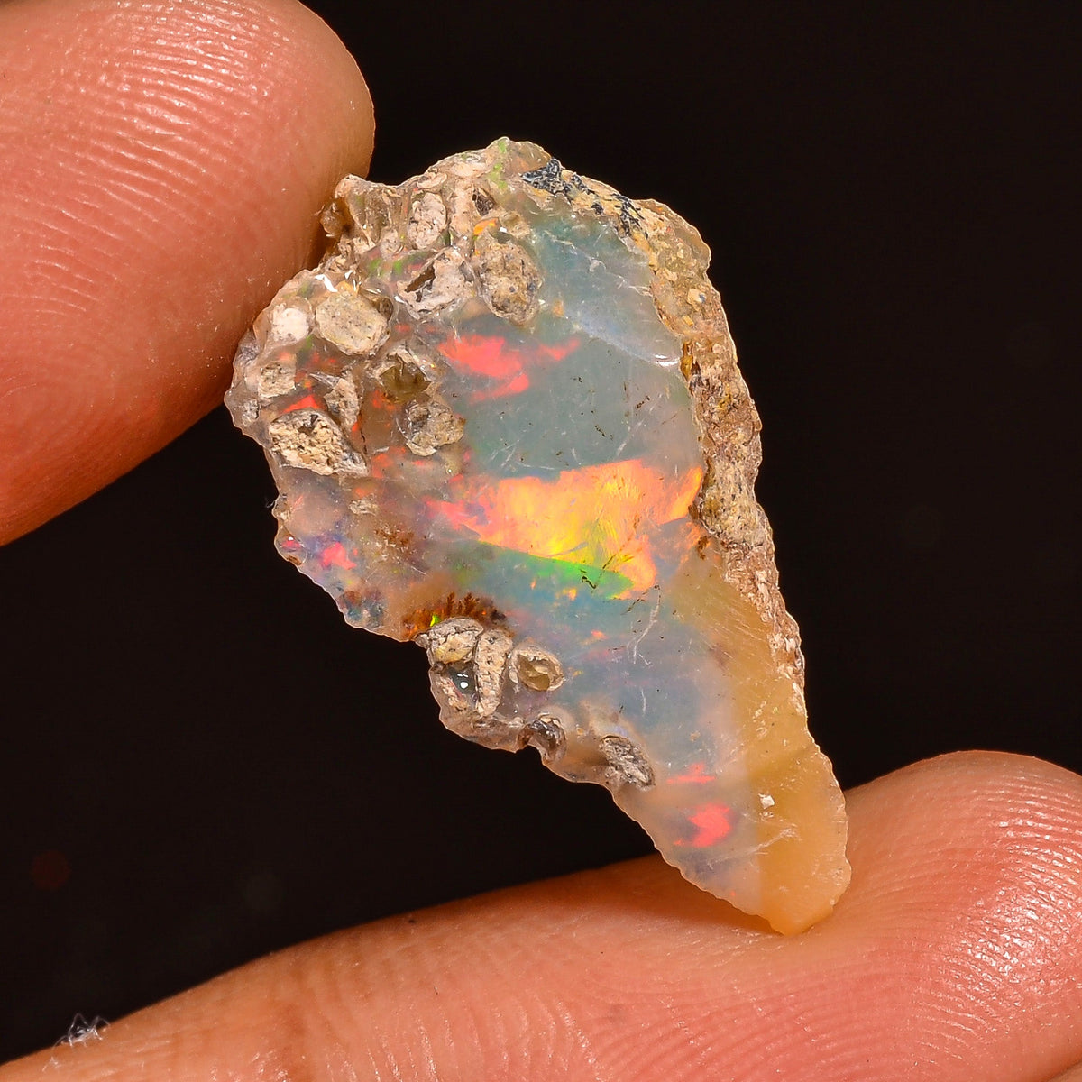 Marvellous Top Grade Quality 100% Natural Welo Fire Ethiopian Opal Fancy Rough Loose Gemstone For Making Jewelry 24X14X4MM 05.50 Cts KR59-77 Sunkarton