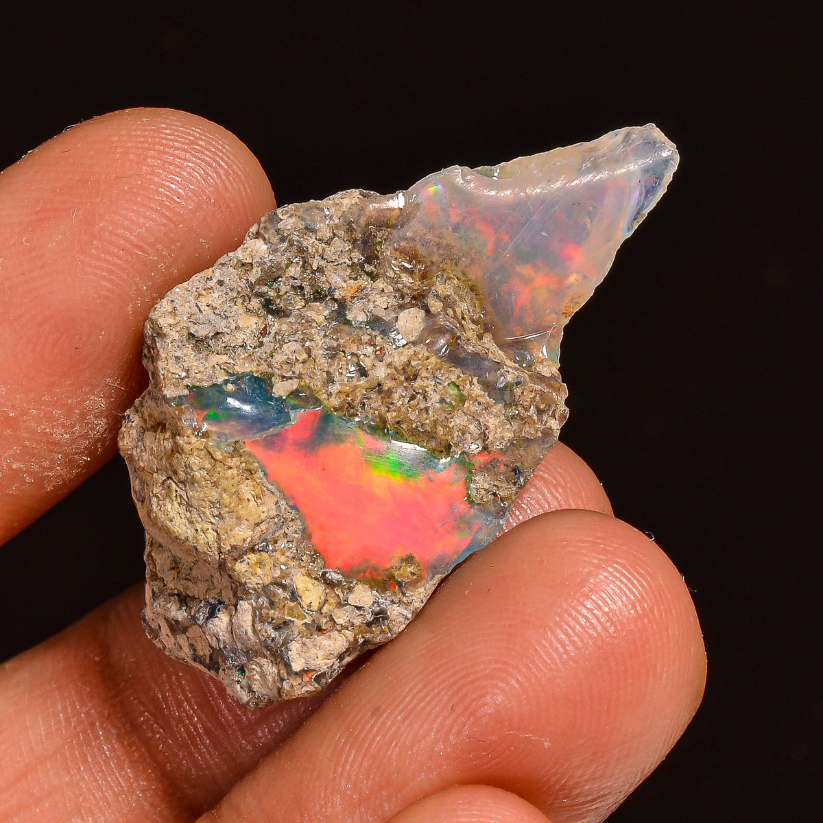 Wonderful Top Grade Quality 100% Natural Welo Fire Ethiopian Opal Fancy Rough Loose Gemstone For Making Jewelry 33X18X10MM 18.50 Cts KR59-85 Sunkarton