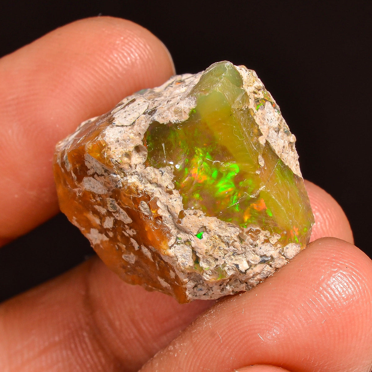Splendid Top Grade Quality 100% Natural Welo Fire Ethiopian Opal Fancy Rough Loose Gemstone For Making Jewelry 23X17X15MM 25.50 Cts. KR59-88 Sunkarton