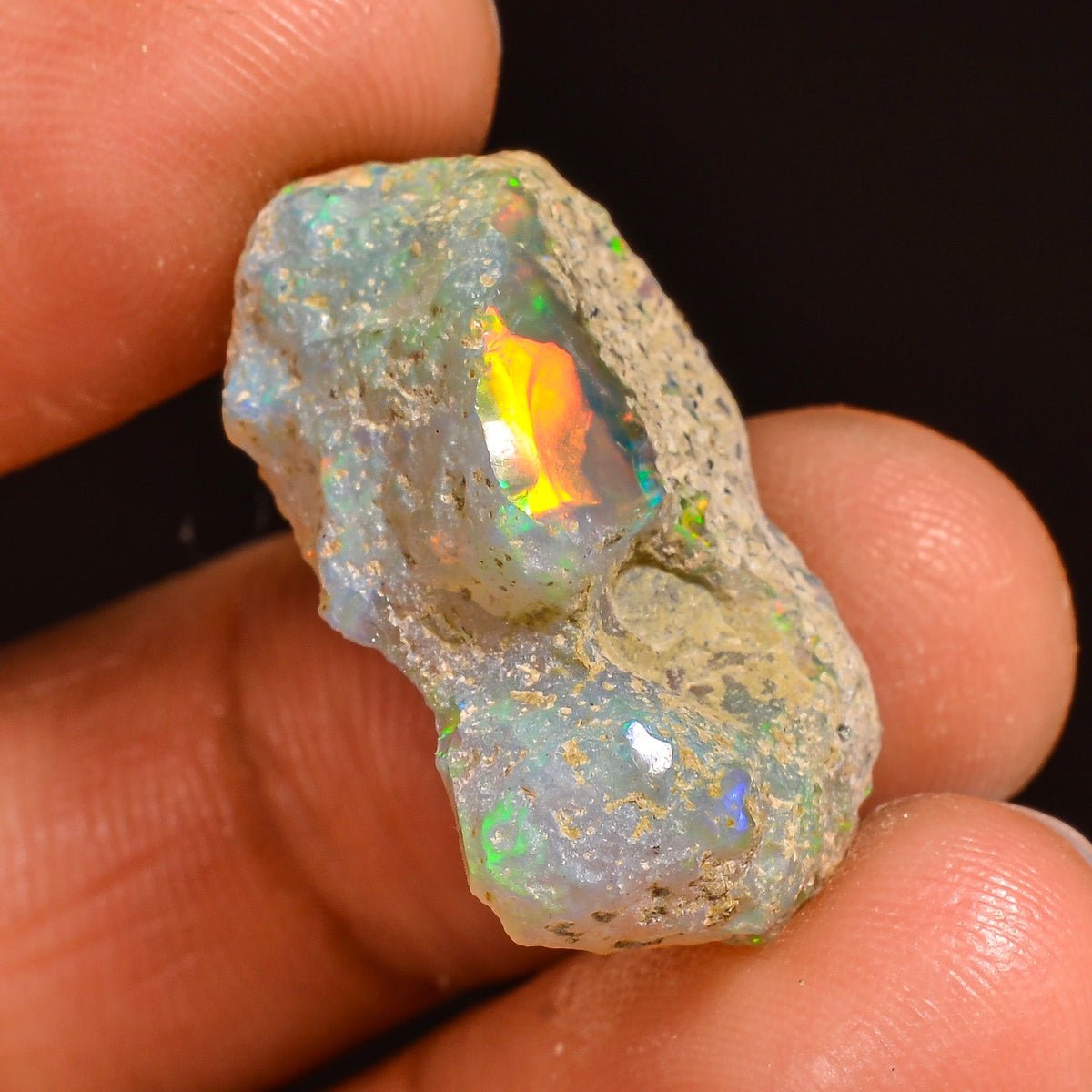 Stunning Top Grade Quality 100% Natural Welo Fire Ethiopian Opal Fancy Rough Loose Gemstone For Making Jewelry 23X14X10MM 13.00 Cts. KR59-90 Sunkarton