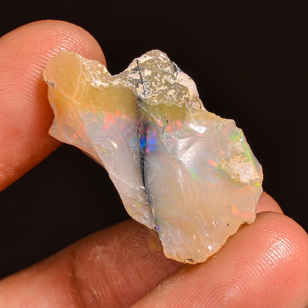 Tempting Top Grade Quality 100% Natural Welo Fire Ethiopian Opal Fancy Rough Loose Gemstone For Making Jewelry 27X16X11MM 17.00 Cts. KR59-92 Sunkarton