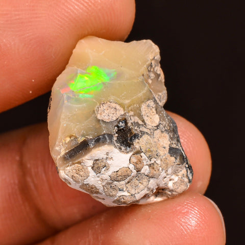 Supreme Top Grade Quality 100% Natural Welo Fire Ethiopian Opal Fancy Rough Loose Gemstone For Making Jewelry 19X15X11 MM 14.00 Cts. KR60-10 Sunkarton