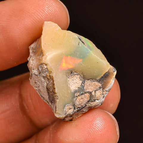 Supreme Top Grade Quality 100% Natural Welo Fire Ethiopian Opal Fancy Rough Loose Gemstone For Making Jewelry 19X15X11 MM 14.00 Cts. KR60-10 Sunkarton