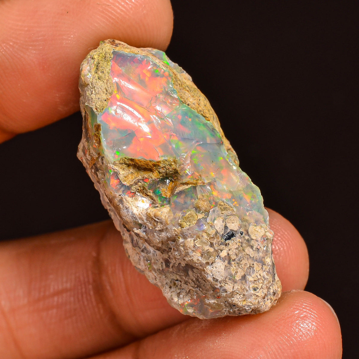 Terrific Top Grade Quality 100% Natural Welo Fire Ethiopian Opal Rough Loose Gemstone For Making Jewelry 32X15X14 MM 32.00 Cts. KR60-12 Sunkarton
