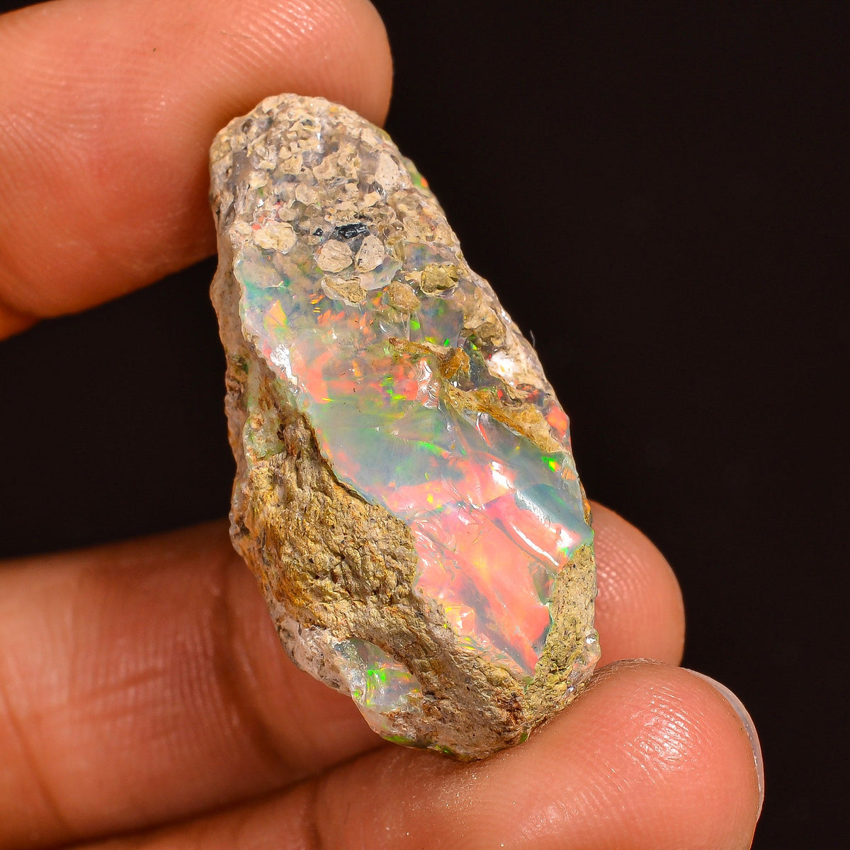 Terrific Top Grade Quality 100% Natural Welo Fire Ethiopian Opal Rough Loose Gemstone For Making Jewelry 32X15X14 MM 32.00 Cts. KR60-12 Sunkarton