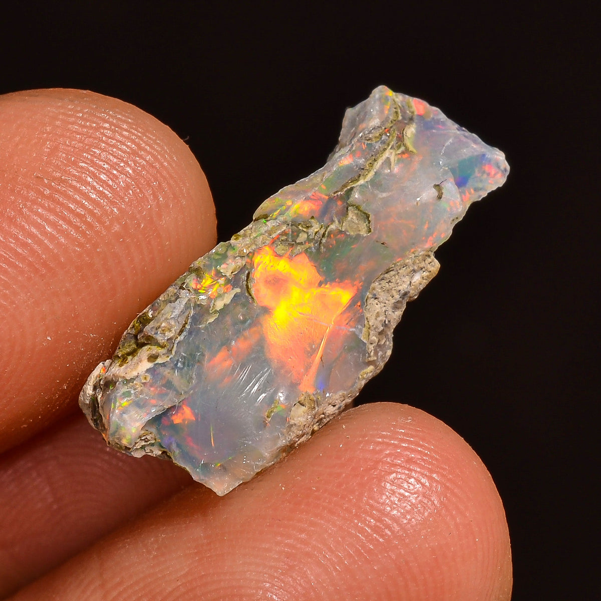Tempting Top Grade Quality 100% Natural Welo Fire Ethiopian Opal Fancy Rough Loose Gemstone For Making Jewelry 21X8X6 MM 04.00 Cts. KR60-1 Sunkarton