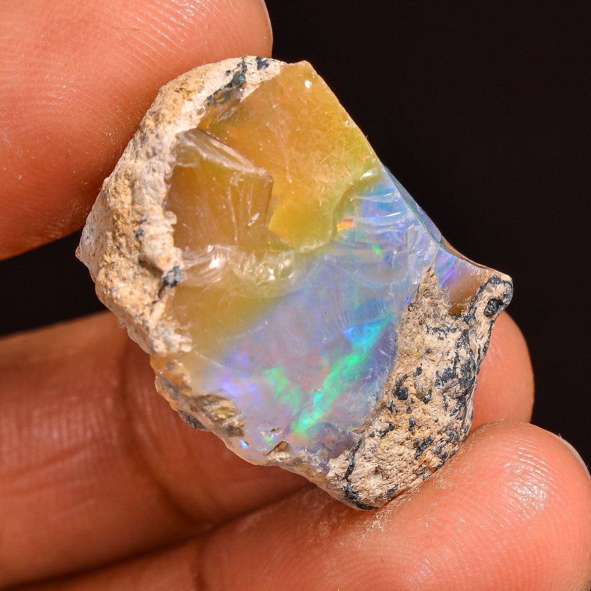 Superb Top Grade Quality 100% Natural Welo Fire Ethiopian Opal Fancy Rough Loose Gemstone For Making Jewelry 24X18X16 MM 28.00 Cts. KR60-27 Sunkarton