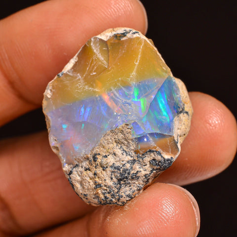 Superb Top Grade Quality 100% Natural Welo Fire Ethiopian Opal Fancy Rough Loose Gemstone For Making Jewelry 24X18X16 MM 28.00 Cts. KR60-27 Sunkarton