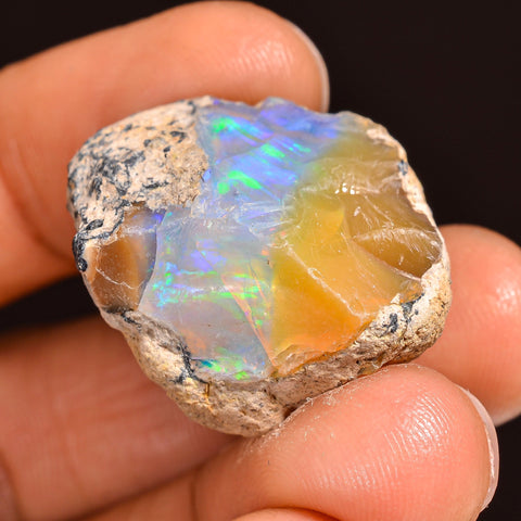 Superb Top Grade Quality 100% Natural Welo Fire Ethiopian Opal Fancy Rough Loose Gemstone For Making Jewelry 24X18X16 MM 28.00 Cts. KR60-27 Sunkarton