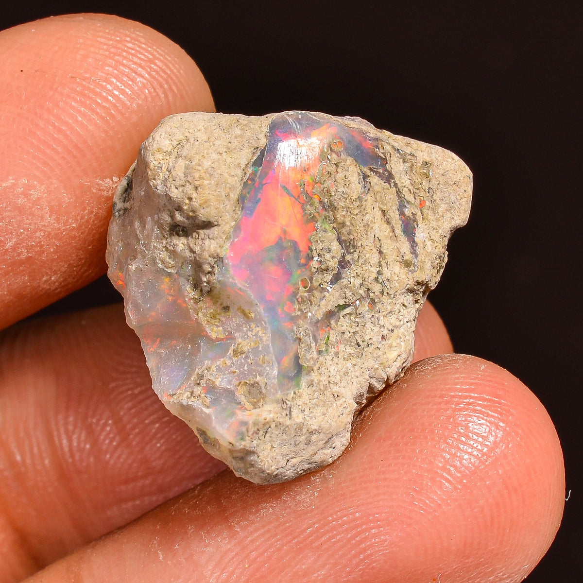 Supreme Top Grade Quality 100% Natural Welo Fire Ethiopian Opal Fancy Rough Loose Gemstone For Making Jewelry 19X16X10 MM 12.00 Cts. KR60-37 Sunkarton
