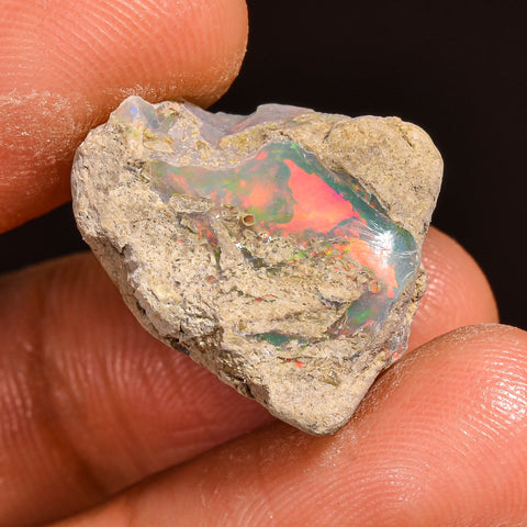 Supreme Top Grade Quality 100% Natural Welo Fire Ethiopian Opal Fancy Rough Loose Gemstone For Making Jewelry 19X16X10 MM 12.00 Cts. KR60-37 Sunkarton