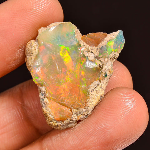 Excellent Top Grade Quality 100% Natural Welo Fire Ethiopian Opal Rough Loose Gemstone For Making Jewelry 25X20X8 MM 12.50 Cts. KR60-42 Sunkarton