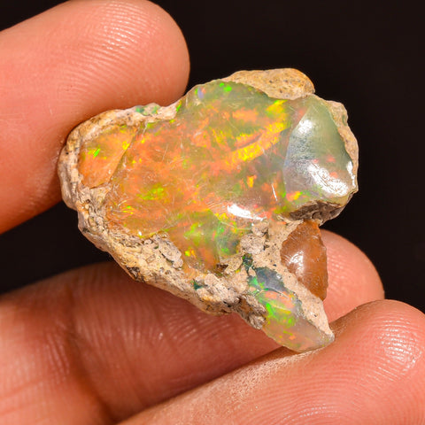 Excellent Top Grade Quality 100% Natural Welo Fire Ethiopian Opal Rough Loose Gemstone For Making Jewelry 25X20X8 MM 12.50 Cts. KR60-42 Sunkarton