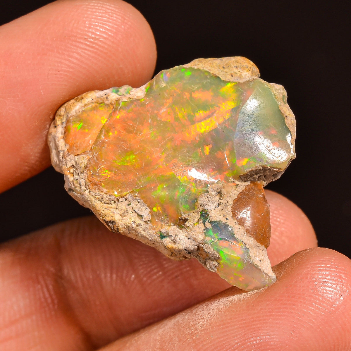 Excellent Top Grade Quality 100% Natural Welo Fire Ethiopian Opal Rough Loose Gemstone For Making Jewelry 25X20X8 MM 12.50 Cts. KR60-42 Sunkarton