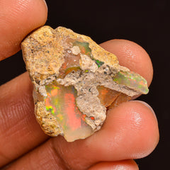 Excellent Top Grade Quality 100% Natural Welo Fire Ethiopian Opal Rough Loose Gemstone For Making Jewelry 25X20X8 MM 12.50 Cts. KR60-42 Sunkarton