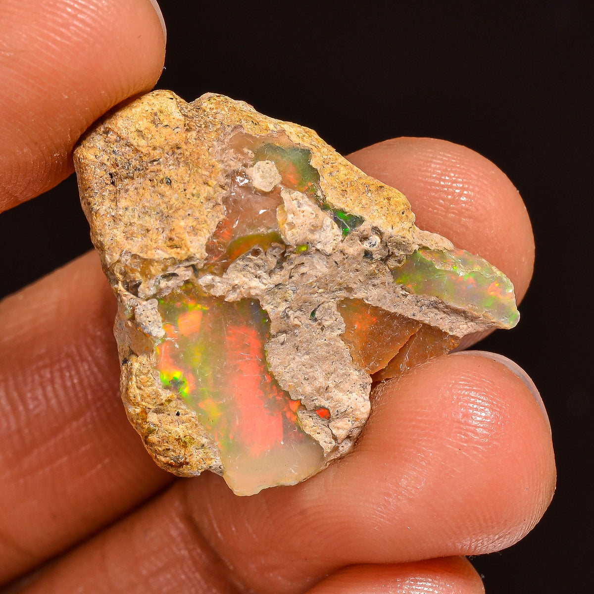 Excellent Top Grade Quality 100% Natural Welo Fire Ethiopian Opal Rough Loose Gemstone For Making Jewelry 25X20X8 MM 12.50 Cts. KR60-42 Sunkarton