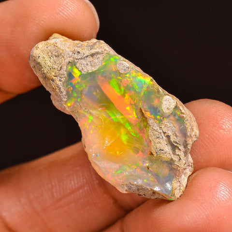 Fantastic Top Grade Quality 100% Natural Welo Fire Ethiopian Opal Rough Loose Gemstone For Making Jewelry 30X16X10 MM 19.50 Cts. KR60-46 Sunkarton