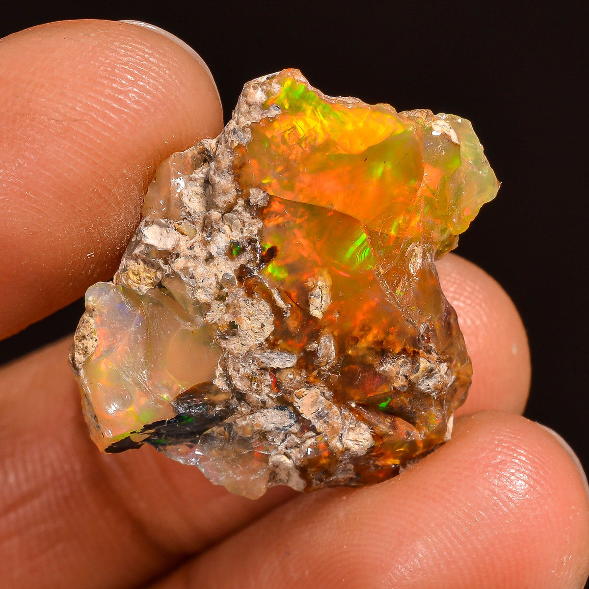 Gorgeous Top Grade Quality 100% Natural Welo Fire Ethiopian Opal Fancy Rough Loose Gemstone For Making Jewelry 21X19X7 MM 12.50 Cts. KR60-47 Sunkarton