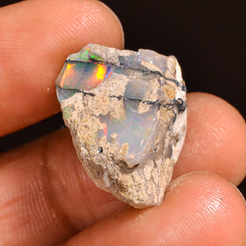 Superb Top Grade Quality 100% Natural Welo Fire Ethiopian Opal Fancy Rough Loose Gemstone For Making Jewelry 19X16X9 MM 10.50 Cts. KR60-8 Sunkarton