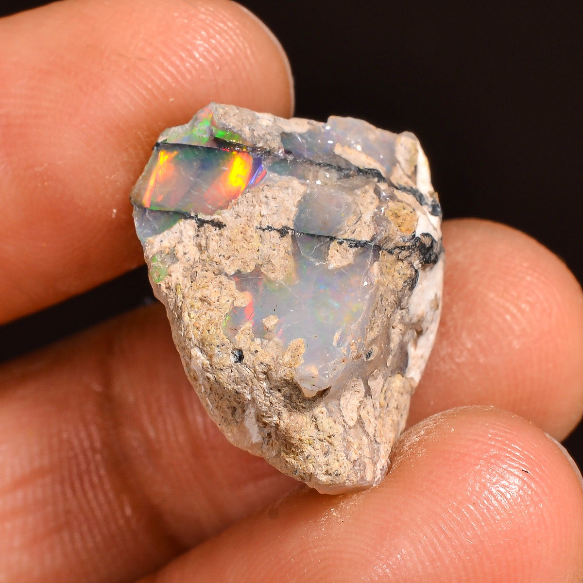 Superb Top Grade Quality 100% Natural Welo Fire Ethiopian Opal Fancy Rough Loose Gemstone For Making Jewelry 19X16X9 MM 10.50 Cts. KR60-8 Sunkarton