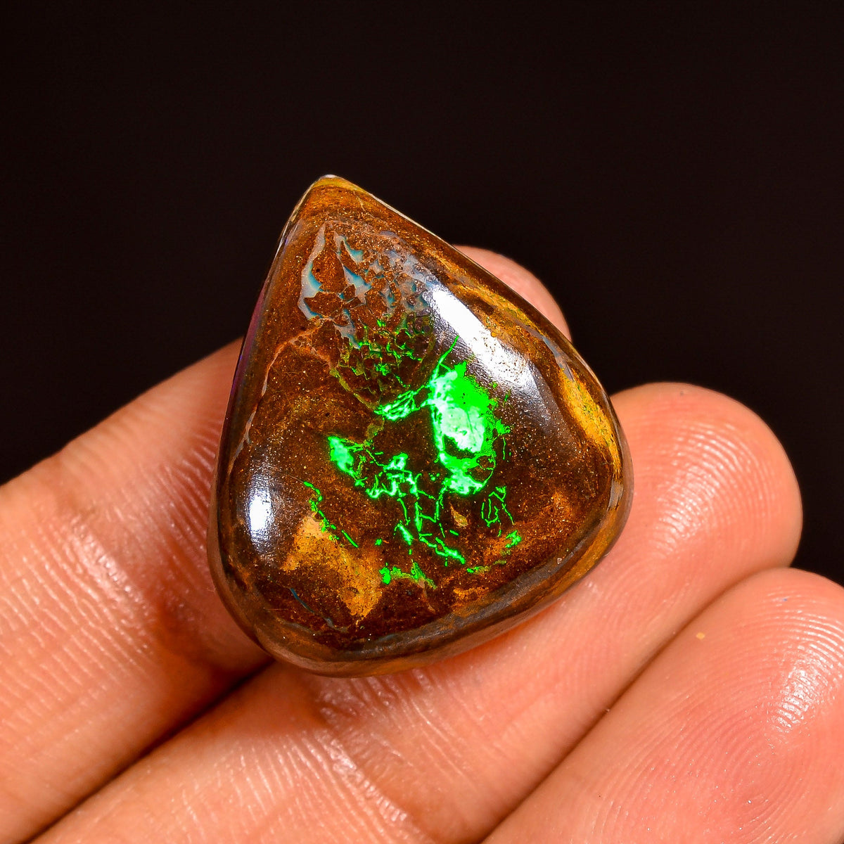 Supreme Top Grade Quality 100% Natural Boulder Opal Heart Shape Cabochon Loose Gemstone For Making Jewelry 23X19X8 MM 30.50 Cts. KR62-10 Sunkarton