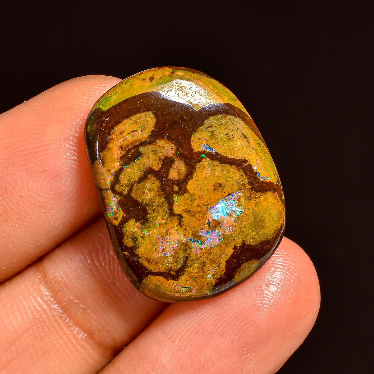 Unique Top Grade Quality 100% Natural Boulder Opal Fancy Shape Cabochon Loose Gemstone For Making Jewelry 22X17X5 MM 16.50 Cts. KR62-13 Sunkarton