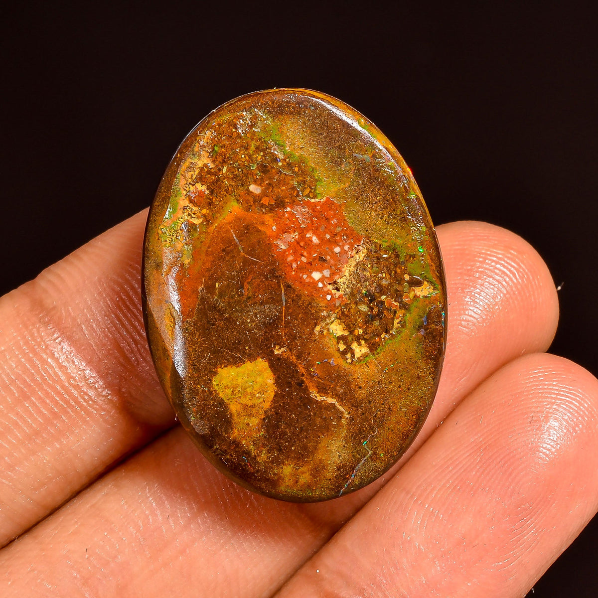 Elegant Top Grade Quality 100% Natural Boulder Opal Oval Shape Cabochon Loose Gemstone For Making Jewelry 28X21X6 MM 34.50 Cts. KR62-17 Sunkarton