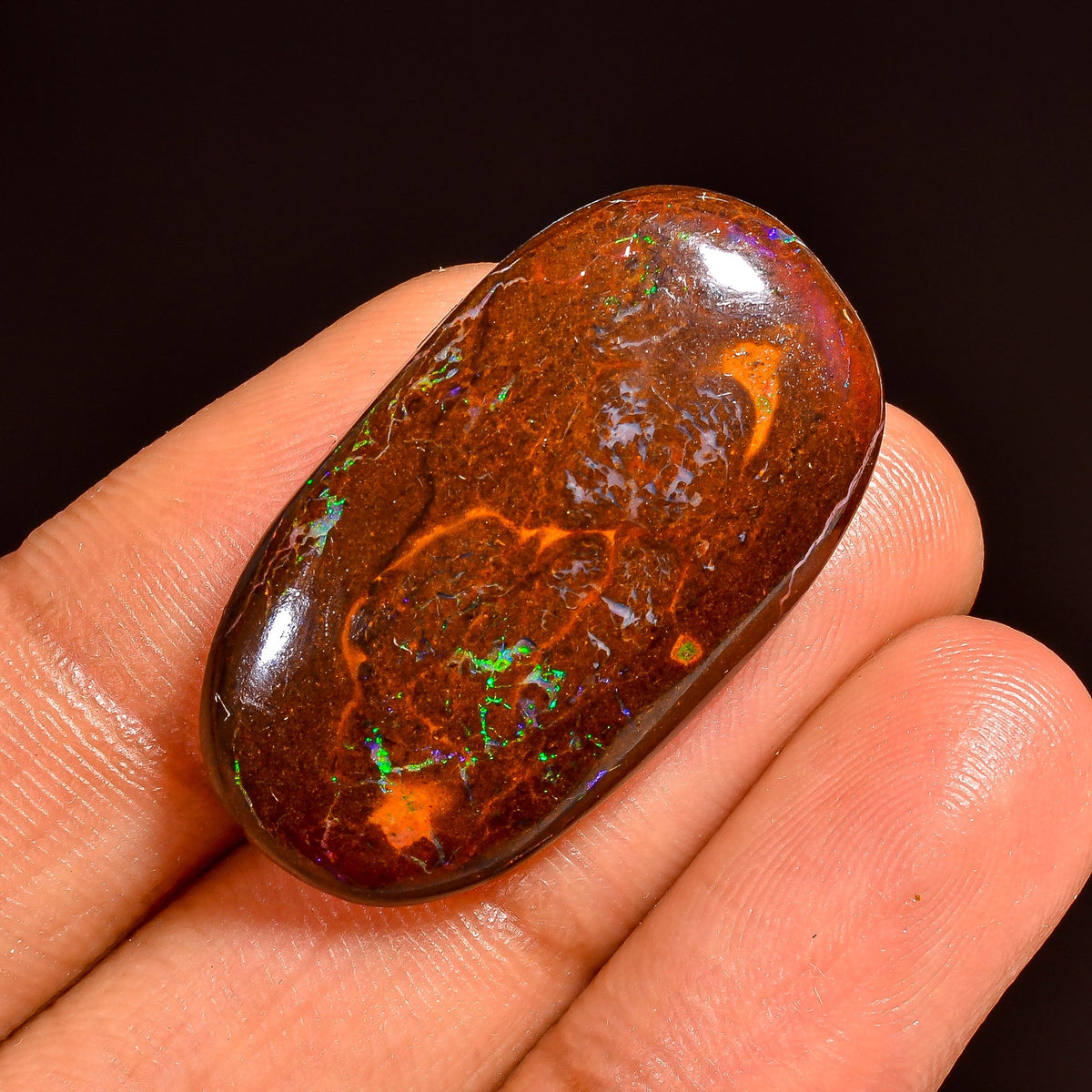 Fabulous Top Grade Quality 100% Natural Boulder Opal Oval Shape Cabochon Loose Gemstone For Making Jewelry 30X17X6 MM 29.00 Cts. KR62-18 Sunkarton