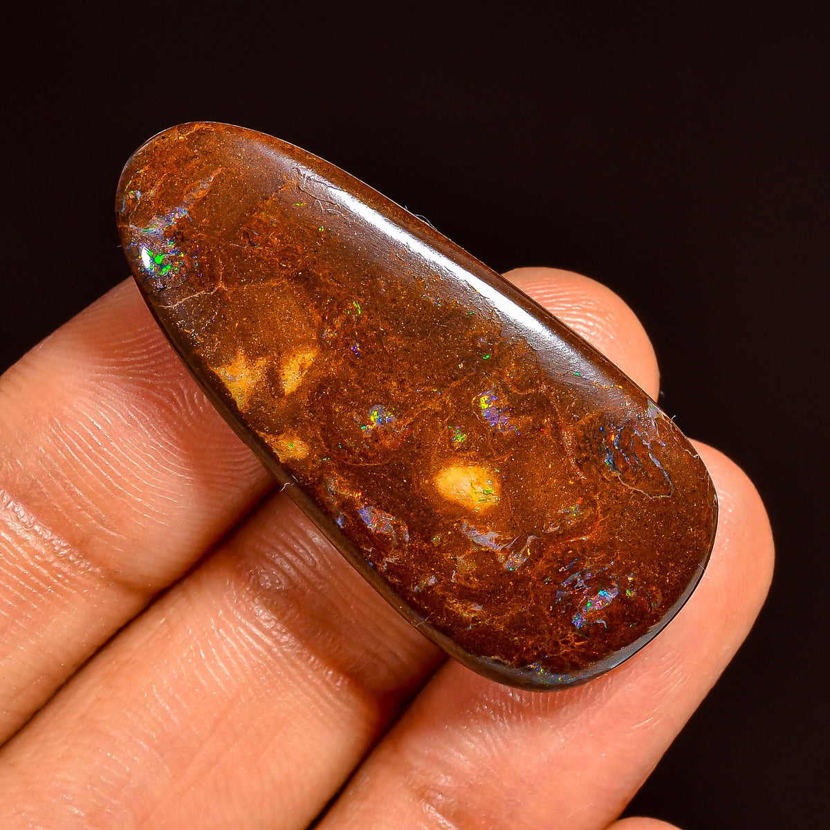 Fantastic Top Grade Quality 100% Natural Boulder Opal Fancy Shape Cabochon Loose Gemstone For Making Jewelry 36X17X5 MM 35.00 Cts. KR62-19 Sunkarton