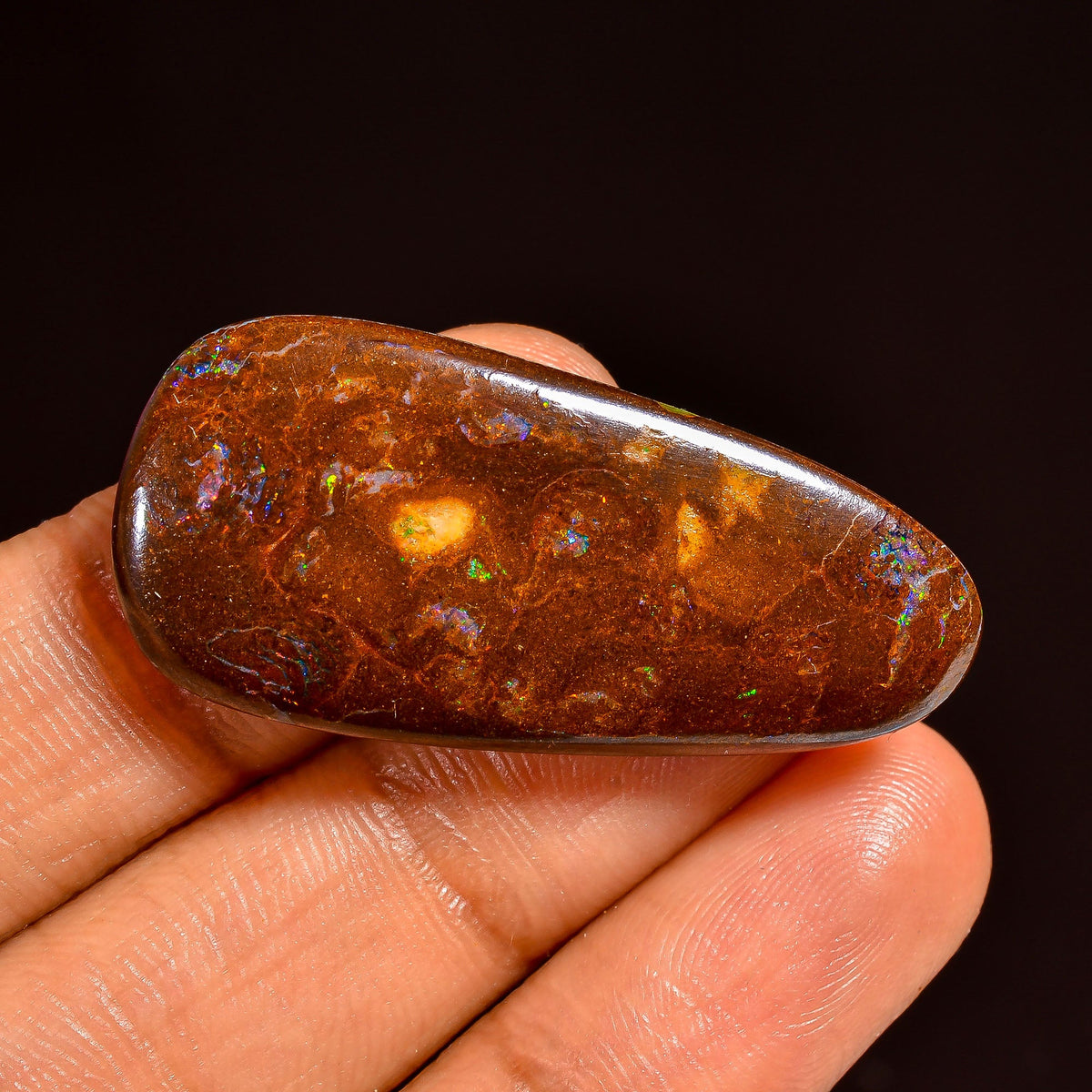 Fantastic Top Grade Quality 100% Natural Boulder Opal Fancy Shape Cabochon Loose Gemstone For Making Jewelry 36X17X5 MM 35.00 Cts. KR62-19 Sunkarton