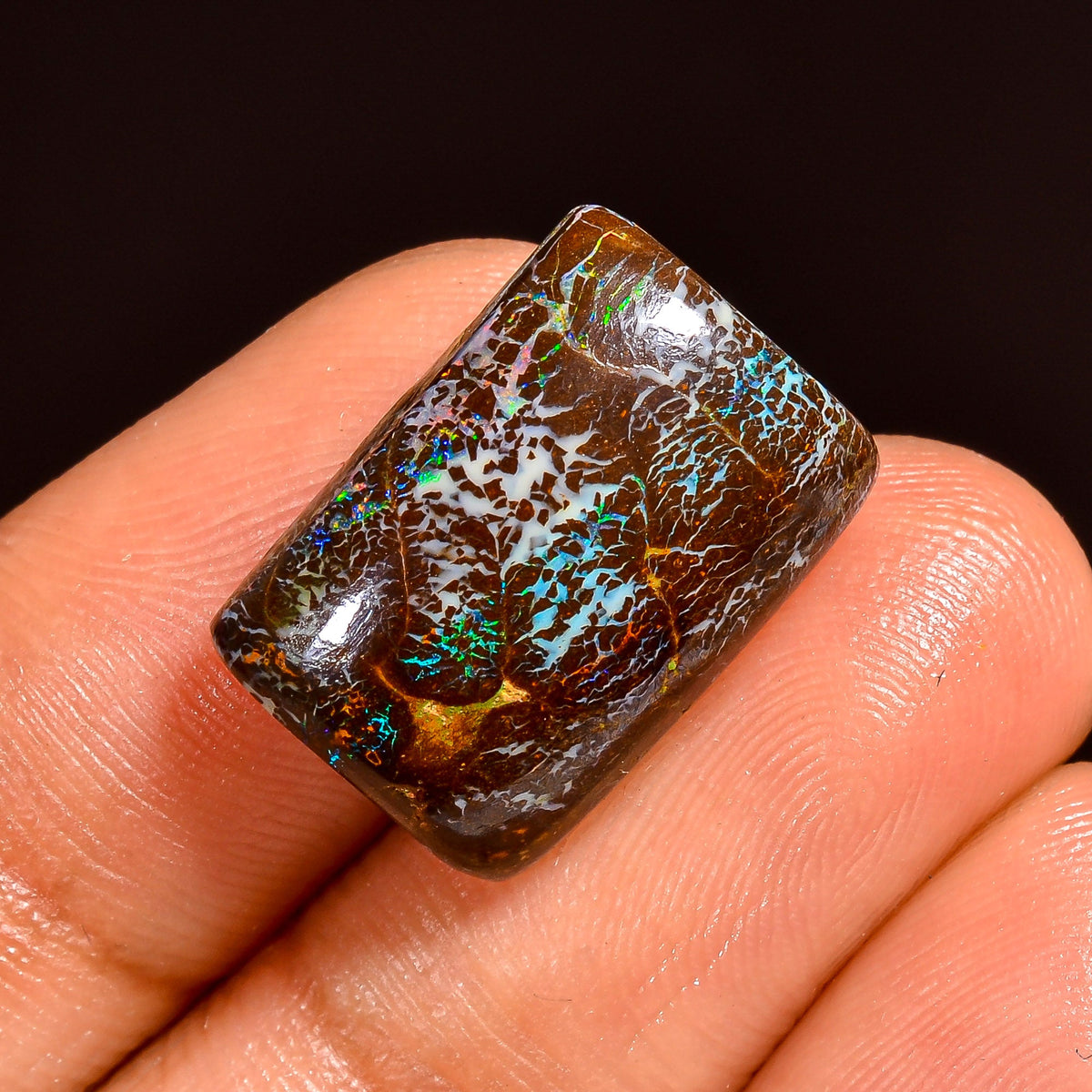 Unique Top Grade Quality 100% Natural Boulder Opal Radiant Shape Cabochon Loose Gemstone For Making Jewelry 17X12X6 MM 13.00 Cts. KR62-3 Sunkarton