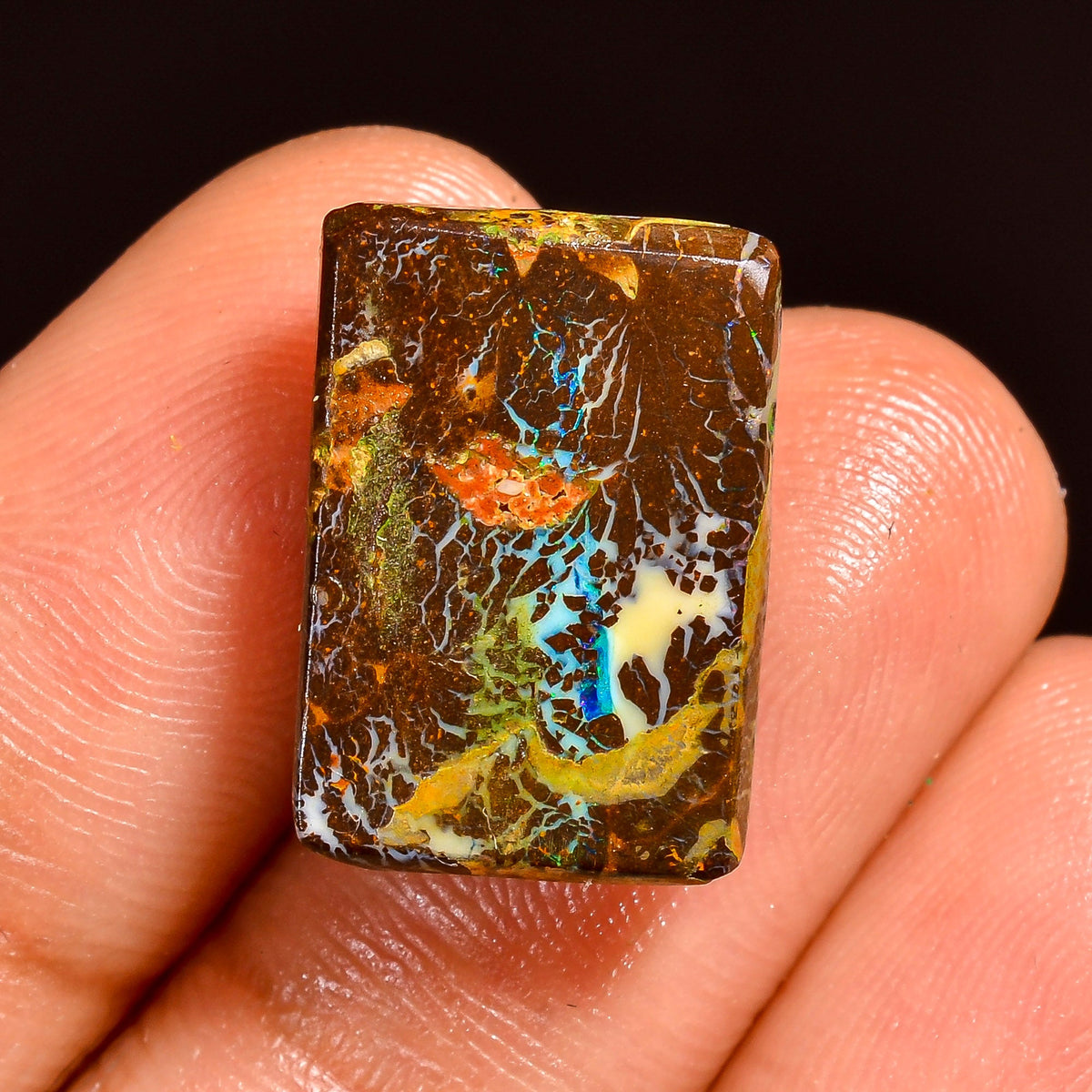 Unique Top Grade Quality 100% Natural Boulder Opal Radiant Shape Cabochon Loose Gemstone For Making Jewelry 17X12X6 MM 13.00 Cts. KR62-3 Sunkarton