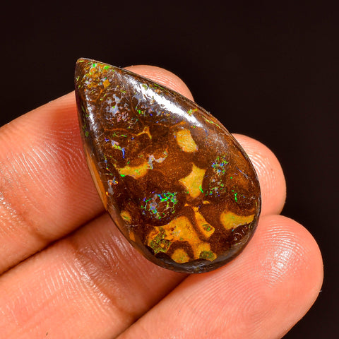 Mind Blowing Top Grade Quality 100% Natural Boulder Opal Pear Shape Cabochon Loose Gemstone For Making Jewelry 28X16X7 MM 26.00 Cts. KR62-5 Sunkarton