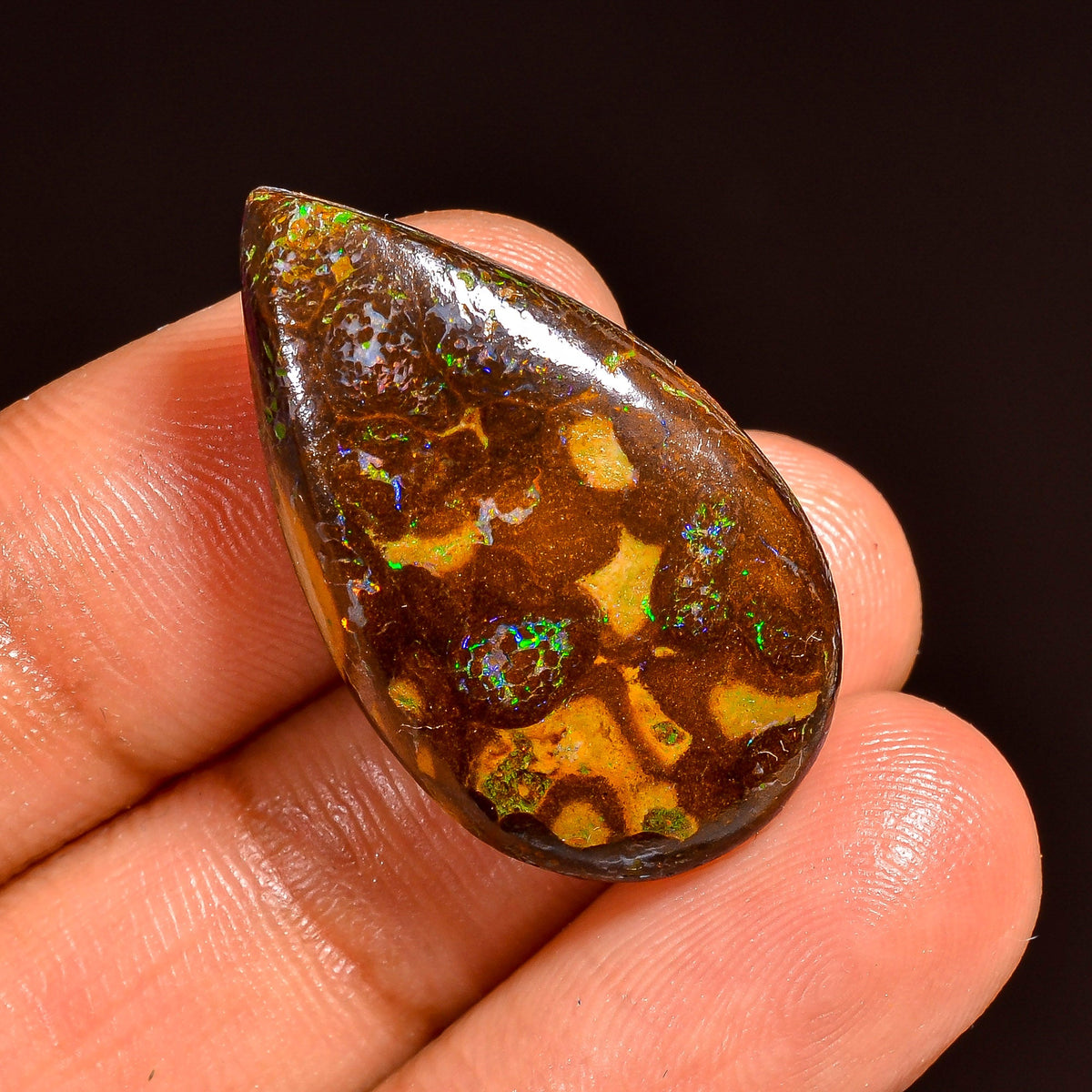 Mind Blowing Top Grade Quality 100% Natural Boulder Opal Pear Shape Cabochon Loose Gemstone For Making Jewelry 28X16X7 MM 26.00 Cts. KR62-5 Sunkarton