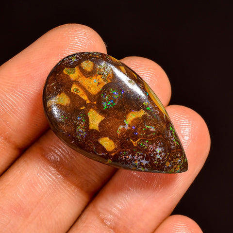 Mind Blowing Top Grade Quality 100% Natural Boulder Opal Pear Shape Cabochon Loose Gemstone For Making Jewelry 28X16X7 MM 26.00 Cts. KR62-5 Sunkarton
