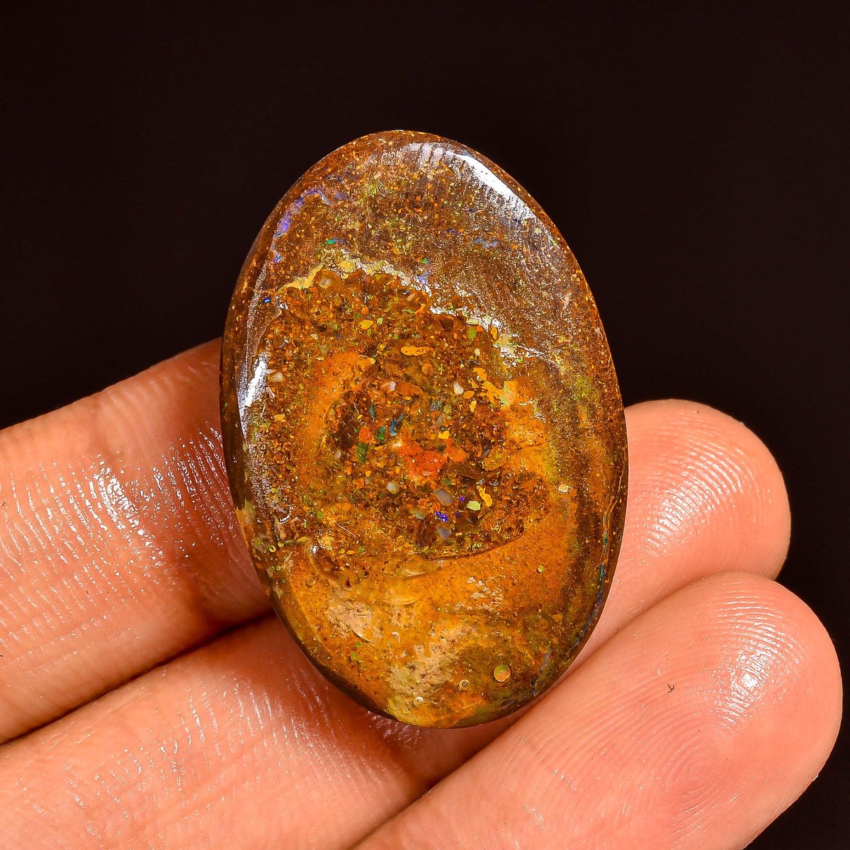 Outstanding Top Grade Quality 100% Natural Boulder Opal Oval Shape Cabochon Loose Gemstone For Making Jewelry 29X20X5 MM 26.50 Cts. KR62-6 Sunkarton