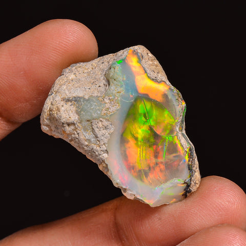 Fabulous Top Grade Quality 100% Natural Welo Fire Ethiopian Opal Fancy Rough Loose Gemstone For Making Jewelry 29X25X13 MM 35.50 Cts KR63-10 Sunkarton