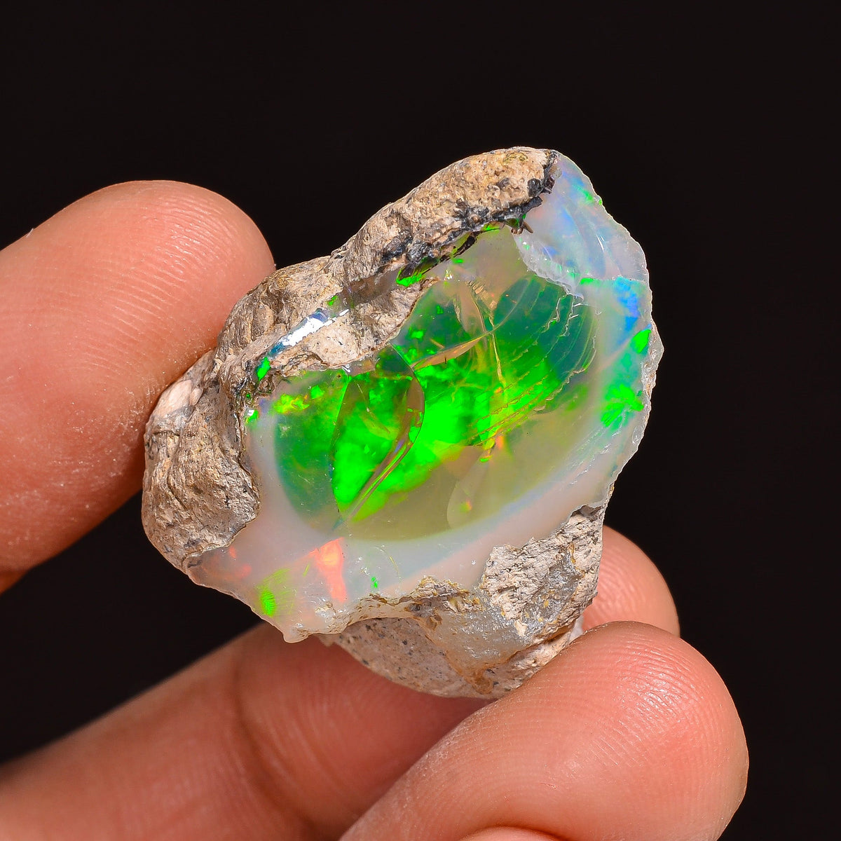 Fabulous Top Grade Quality 100% Natural Welo Fire Ethiopian Opal Fancy Rough Loose Gemstone For Making Jewelry 29X25X13 MM 35.50 Cts KR63-10 Sunkarton