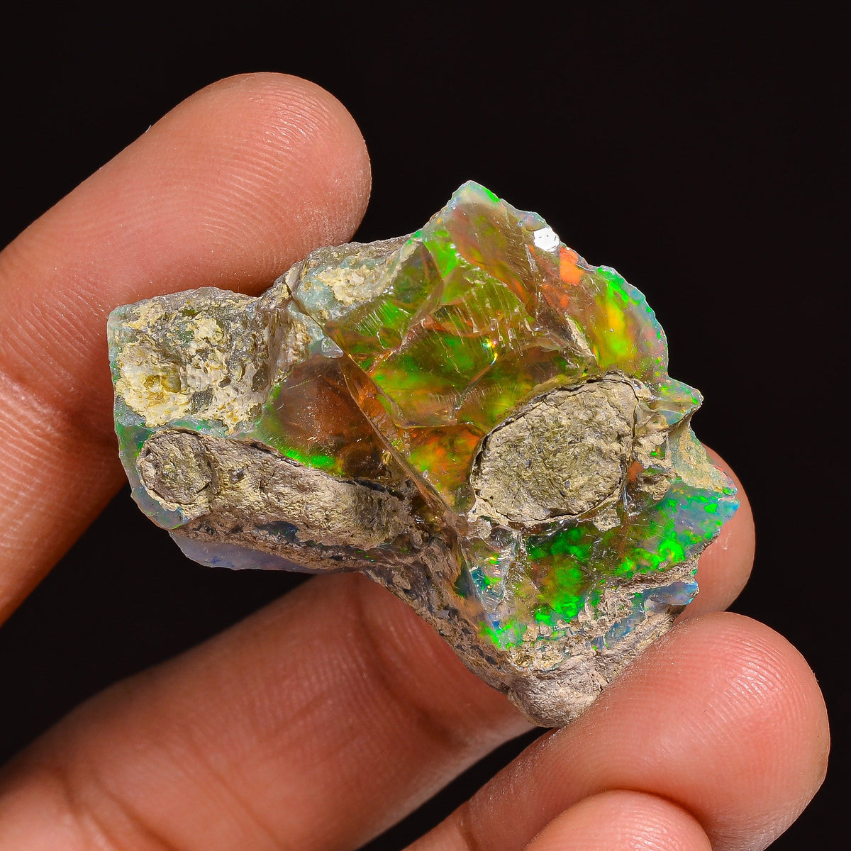 Fantastic Top Grade Quality 100% Natural Welo Fire Ethiopian Opal Fancy Rough Loose Gemstone For Making Jewelry 35X25X16MM 53.50 Cts KR63-11 Sunkarton