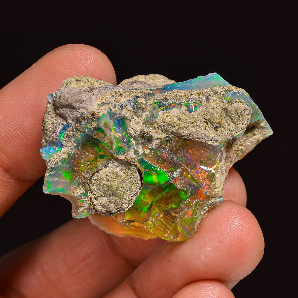 Fantastic Top Grade Quality 100% Natural Welo Fire Ethiopian Opal Fancy Rough Loose Gemstone For Making Jewelry 35X25X16MM 53.50 Cts KR63-11 Sunkarton