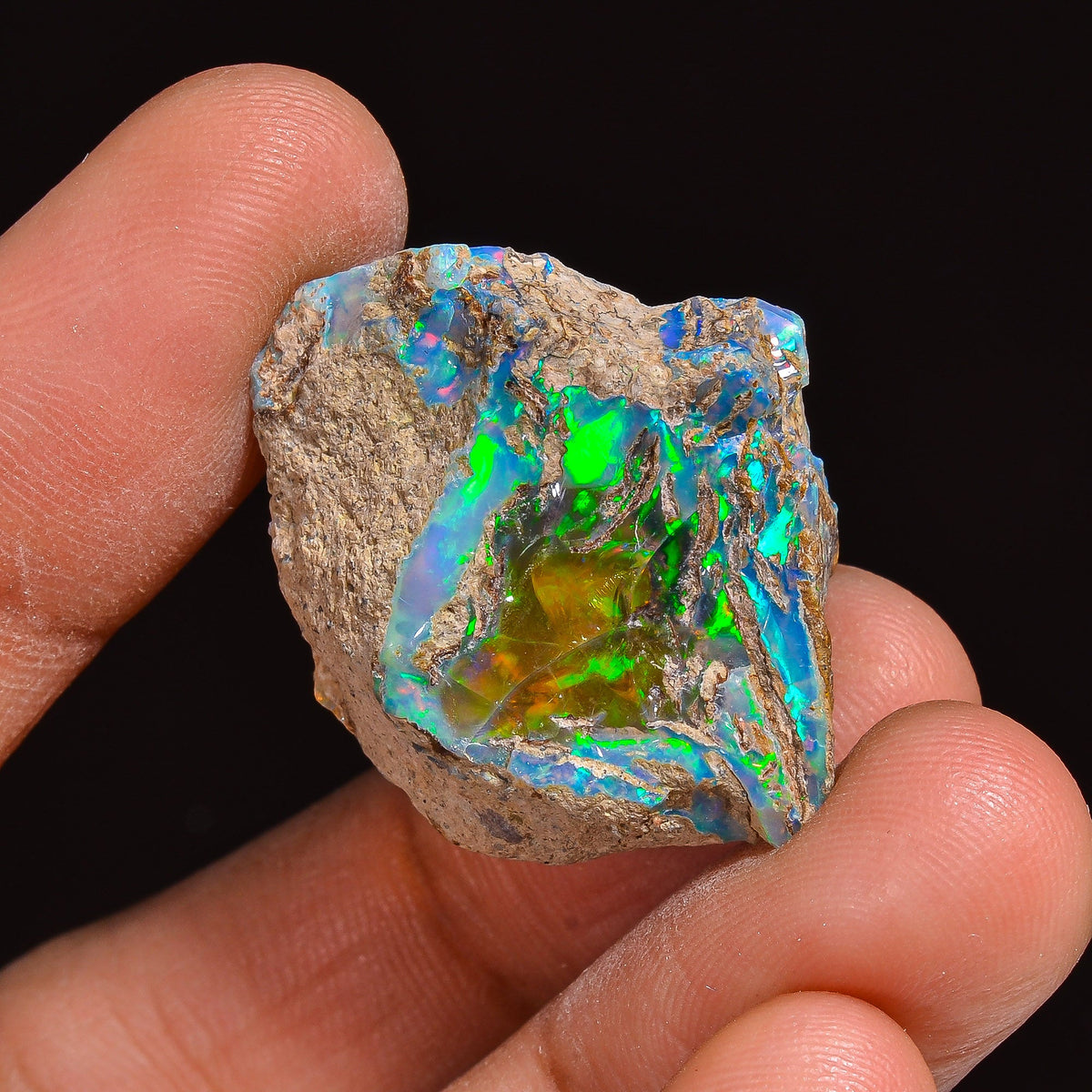 Immaculate Top Grade Quality 100% Natural Welo Fire Ethiopian Opal Fancy Rough Loose Gemstone For Making Jewelry 24X22X11MM 31.00 Cts KR6313 Sunkarton