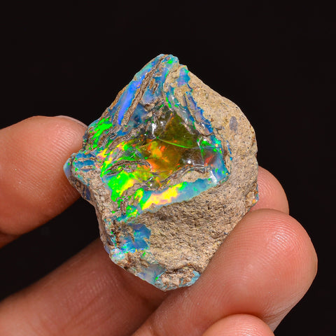 Immaculate Top Grade Quality 100% Natural Welo Fire Ethiopian Opal Fancy Rough Loose Gemstone For Making Jewelry 24X22X11MM 31.00 Cts KR6313 Sunkarton