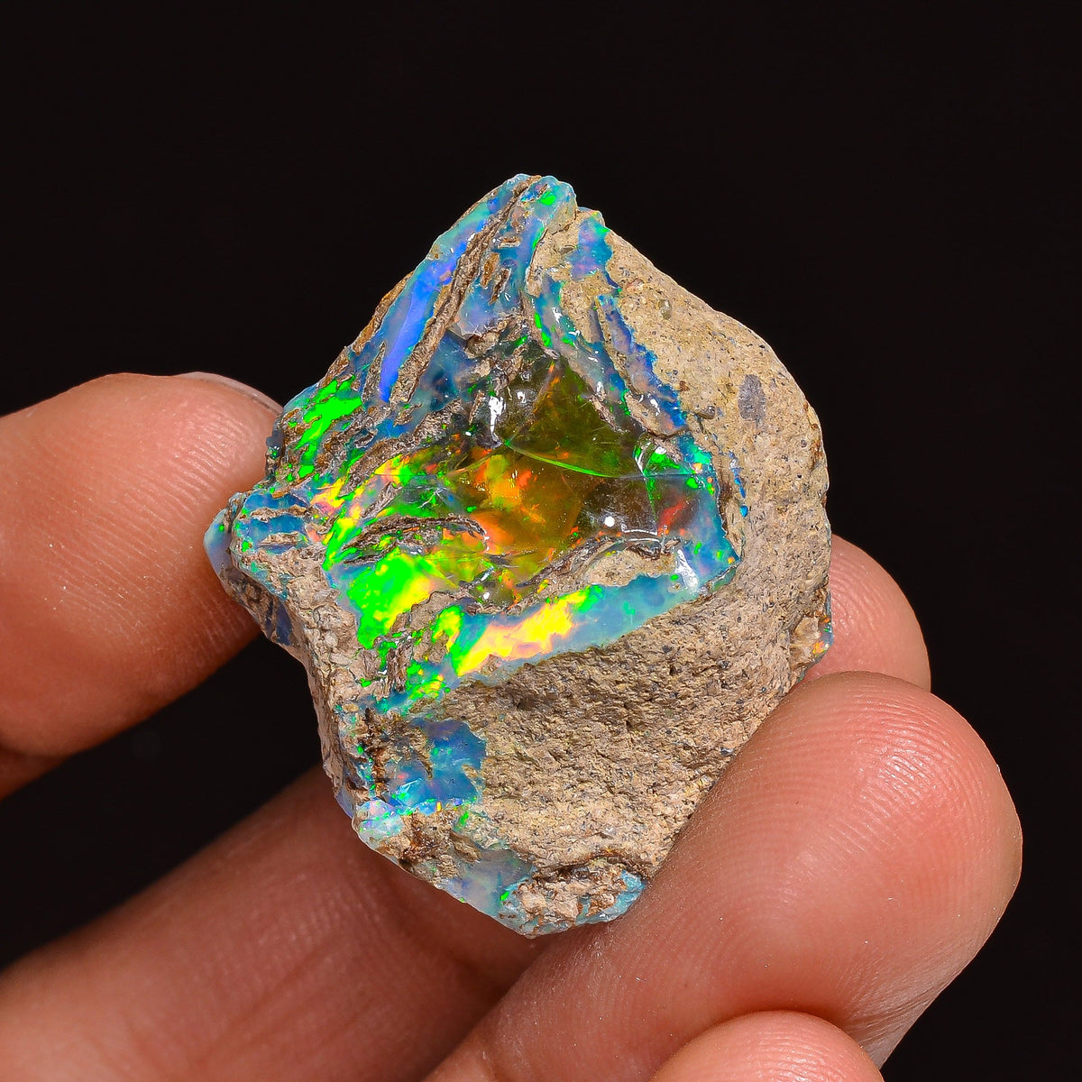 Immaculate Top Grade Quality 100% Natural Welo Fire Ethiopian Opal Fancy Rough Loose Gemstone For Making Jewelry 24X22X11MM 31.00 Cts KR6313 Sunkarton